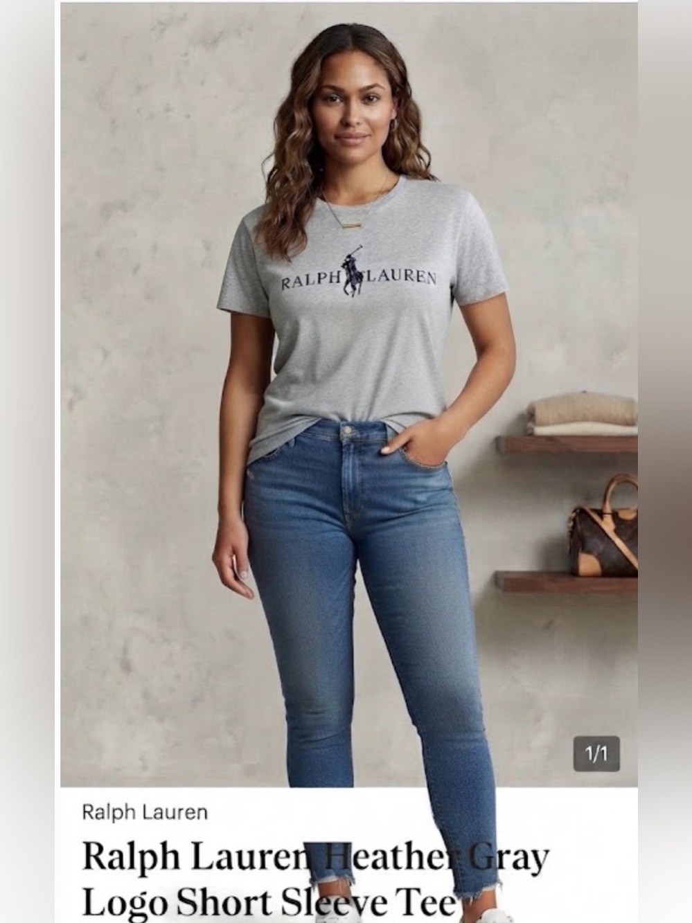 Ralph Lauren Heather Gray Logo Short Sleeve Tee